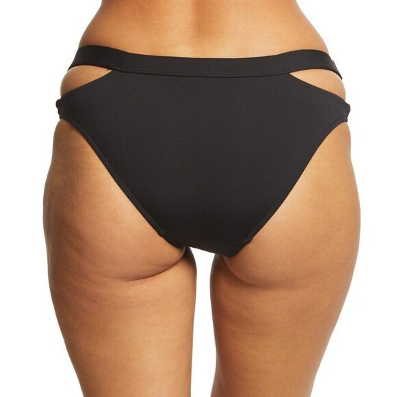 NWT SEAFOLLY COLLECTIVE SPLIT BAND 2 PIECE BLACK SURFER GLAM BIKINI SIZE 8 - Picture 10 of 14